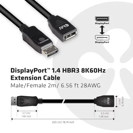 Club 3D DisplayPort-förlängningskabel, 2 m