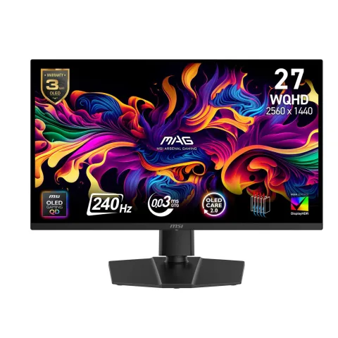MSI 27" gamingskärm MAG 271QP X24 2560x1440 QD-OLED, 240hz, 0.03ms, HDR400, 2xHDMI/DP