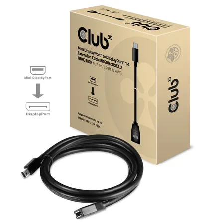 Club 3D Mini DisplayPort till DisplayPort-förlängningskabel