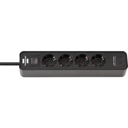 Brennenstuhl Ecolor grenuttag 4 uttag USB-C 15,5 W svart