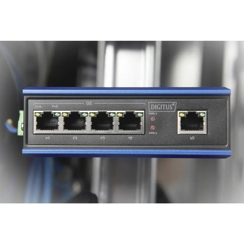 DIGITUS industriell switch 4 portar, PoE