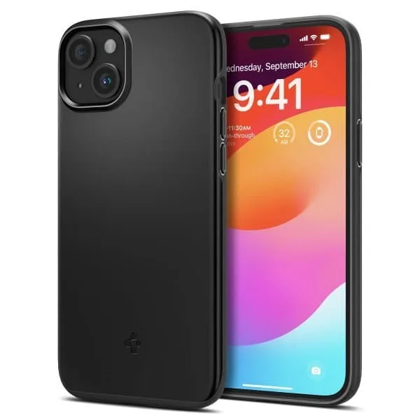 Spigen iPhone 15 Skal Thin Fit Svart