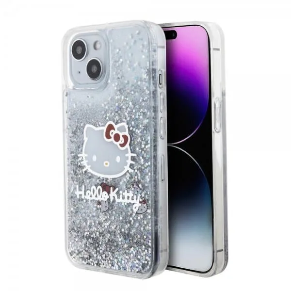 Hello Kitty iPhone 15 Skal Liquid Glitter Translucent