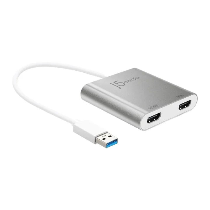 j5create JUA365 USB 3.0 till dubbel HDMI-adapter, 4K, silver