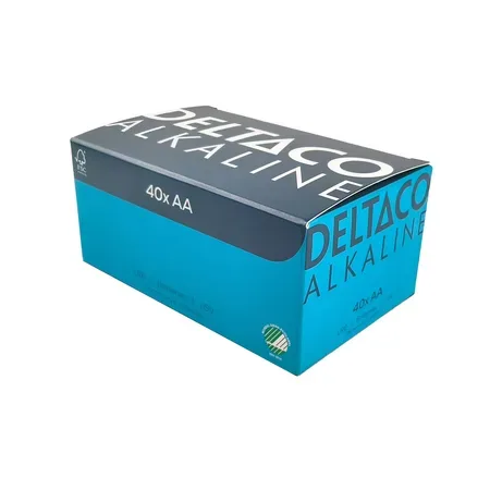 Deltaco AA alkaliska batterier, 40-pack