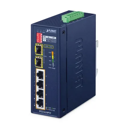 PLANET Industrial 4-portars 100TX + 2-portars 100TX SFP IFGS-624PTF