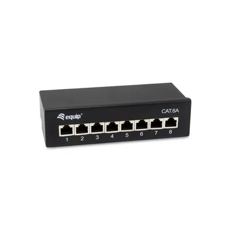 Equip patchpanel 8 portar RJ45 Cat6A 19 tum FTP, 1U, svart