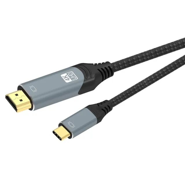 NÖRDIC 3m USBC till HDMI 4K 60Hz nylonflätad kabel space grey