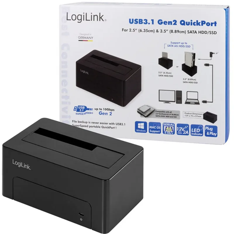 LogiLink Quickport dockningsstation för HDD och SSD, SATA
