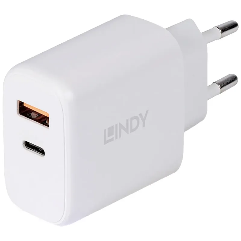 LINDY 30W USB Type A & C Charger USB-laddare 30 W 1x USB-A, 1x USB-C® Vit Inomhus