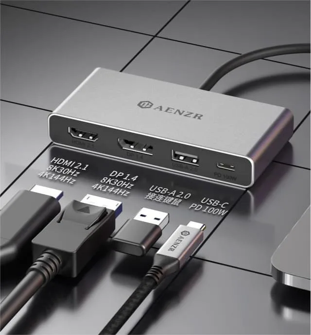 Nördic USB-C 1 till 4 Dockningsstation 1xDP8K30Hz