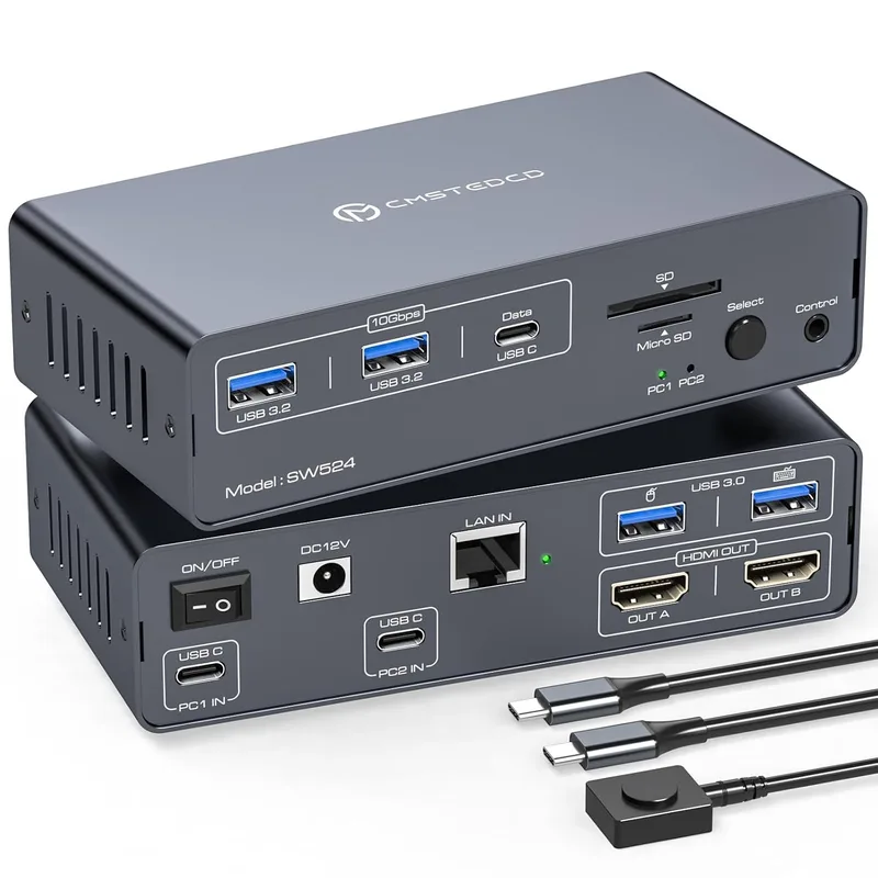 NÖRDIC USB-C Dockningsstation med KVM-switch