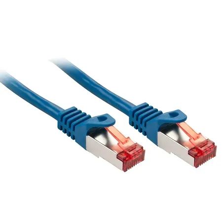 LINDY 47355 RJ45 Nätverkkabel, Patchkabel CAT 6 S/FTP 3.00 m Blå guldpläterad kontakt, Skärmad 1 st
