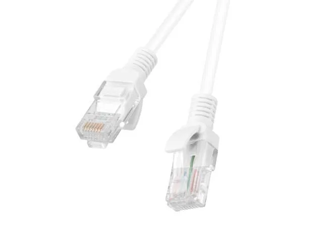 Lanberg - Patch-kabel - RJ-45 (hane) till RJ-45 (hane) - 1.5 m - 5.4 mm - UTP - CAT 6 - formpressad, rund, hakfri, tvinnad - vit, RAL 9010 (paket om