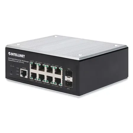 Intellinet 8-portars Gigabit PoE+ industriswitch, webbhanterad