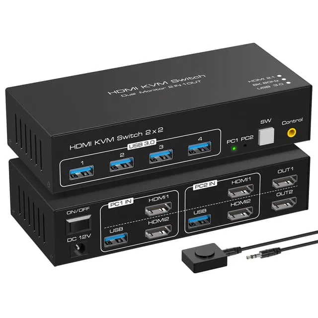 NÖRDIC KVM-switch 2 till 2 HDMI till HDMI