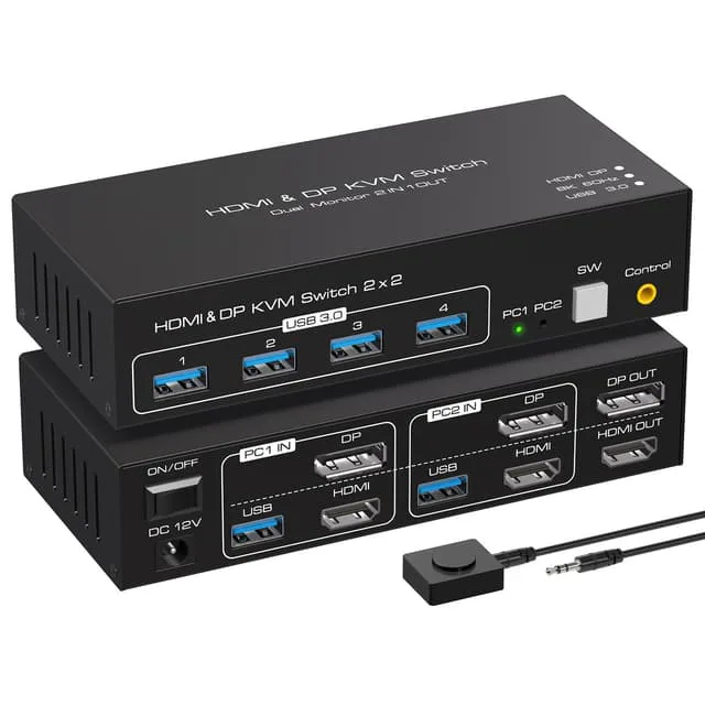 NÖRDIC KVM-switch 2 till 2 DisplayPort & HDMI