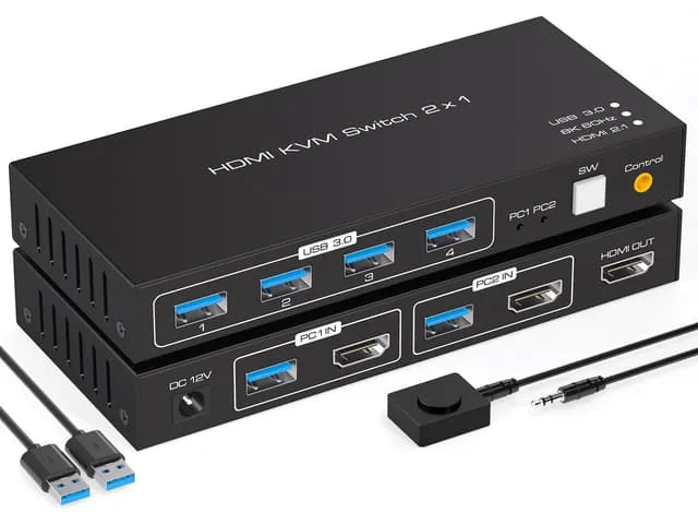 NÖRDIC KVM-switch 2 till 1 HDMI