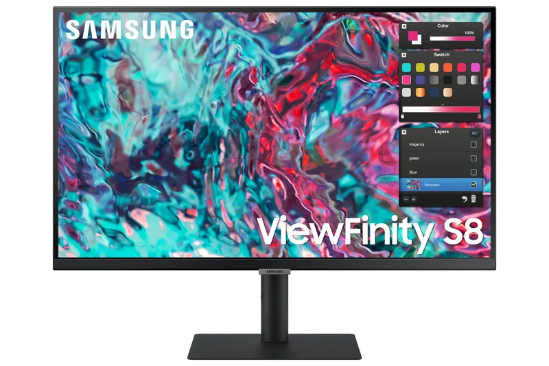 27" Samsung S27B800T, IPS 4K/3840x2160, 5 ms, HDR10, höjdjusterbar, pivot, HDMI/DP/2xThunderbolt4 90W, högtalare, USB-hubb