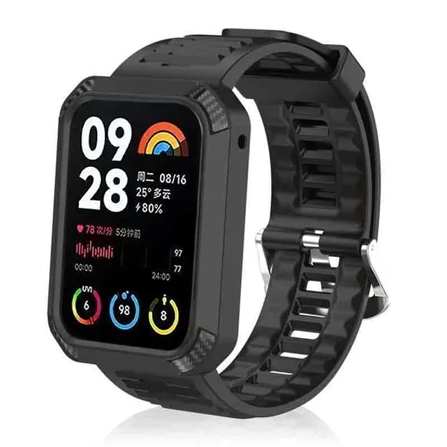 Klockarmband med Skyddsram för Xiaomi Band 8 Pro Svart
