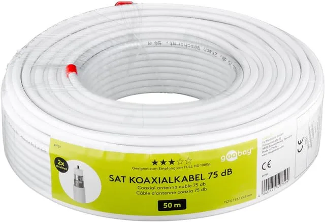 75 dB SAT-koaxialkabel, dubbelskärmad