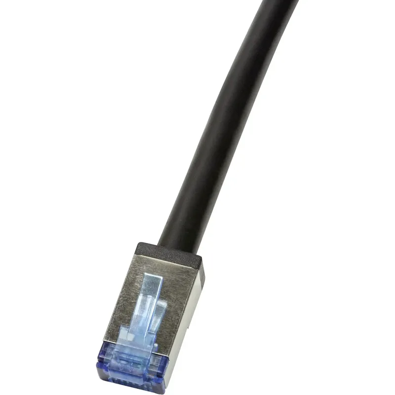 LogiLink CQ7113S RJ45 Nätverkkabel, Patchkabel CAT 6A S/FTP 20.00 m Svart Skärmad, UV-beständig, Oljebeständig 1 st