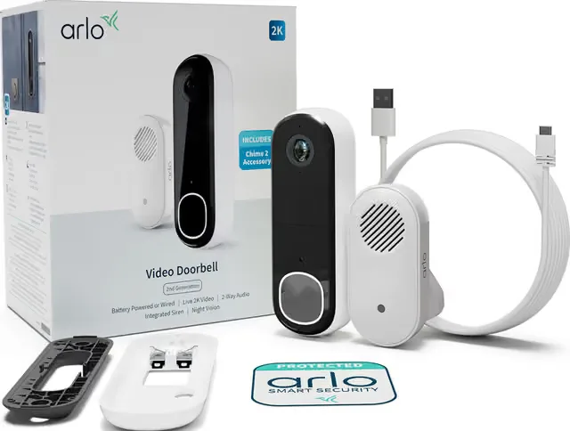 Arlo 2K videodörrklocka med Arlo Chime 2 (1-pack)