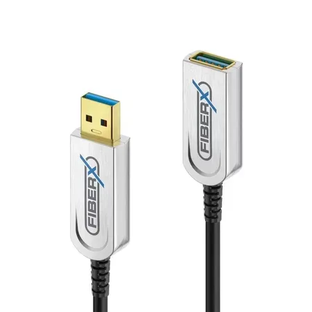 FiberX FX-I650-012 USB-kabel USB 3.2 Gen 1, 12 m, USB A, svart/silver
