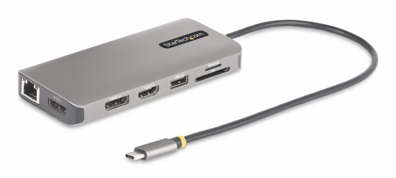 StarTech.com USB-C Trippel-skärm Multiport Adapter, HDMI/DP/Kortläsare