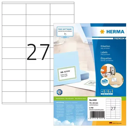 HERMA Premium laminerade etiketter, matta, 2700 st