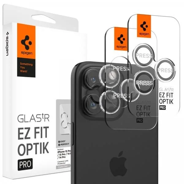 Spigen iPhone 14/15 Pro/iPhone 14/15 Pro Max Kameralinsskydd GLAS.tR EZ Fit Optik Pro Genomskinlig 2-pack
