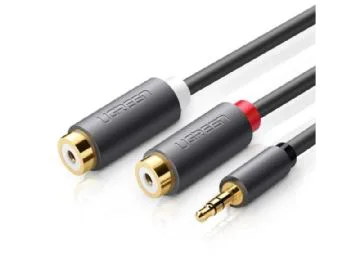 Ugreen 10547, 3.5mm, Hanstik, 2 x RCA, Hunstik, Sort