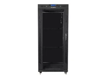 Lanberg - Rack skåp - med 2 kylfläktar, skärm - svart, RAL 9004 - 27U - 19"