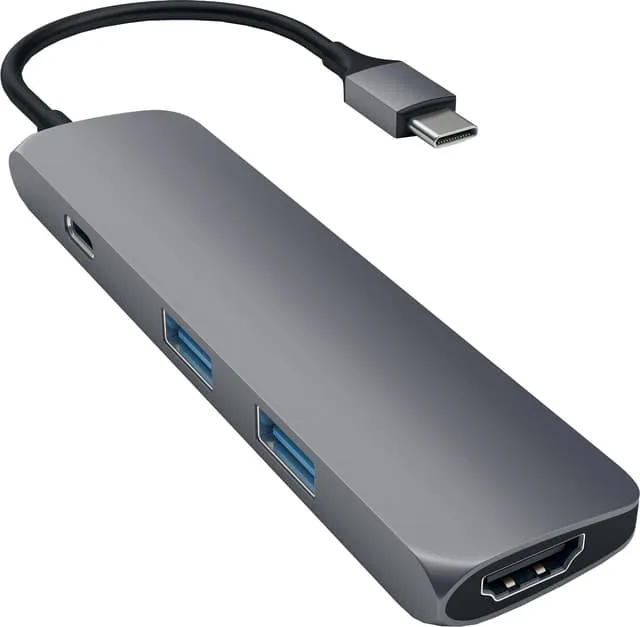 Multi-adapter Satechi Slim, USB-C till HDMI 4K/2xUSB 3.0/USB-C