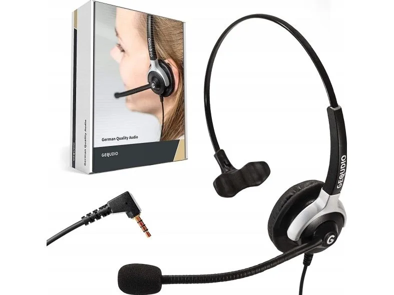 GEQUDIO Headset 1-örat med 3,5 mm uttag