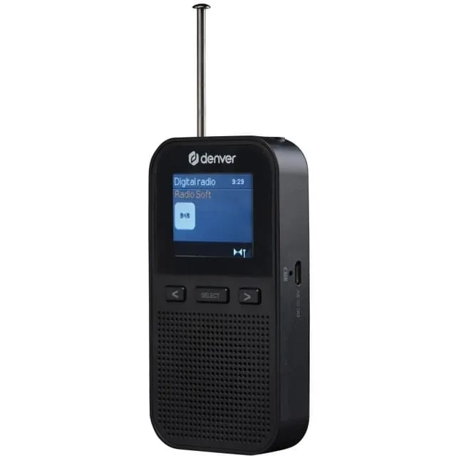 Denver DAH-126 handhållen DAB+/FM-radio med inbyggd högtalare