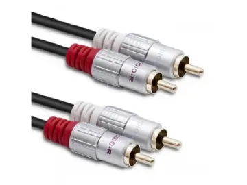 Qoltec 52337, 2 x RCA, Hanstik, 2 x RCA, Hanstik, 2 m, Svart