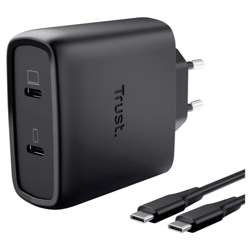 Trust MAXO 65W USB-C-laddare med 2 portar, GaN