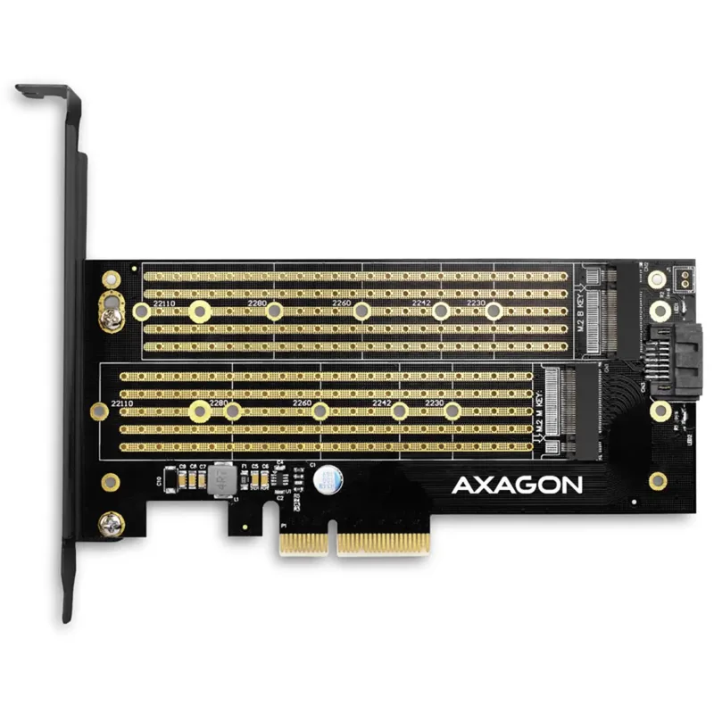 AXAGON PCEM2-D kontrollerkort, M.2 NVMe och SATA