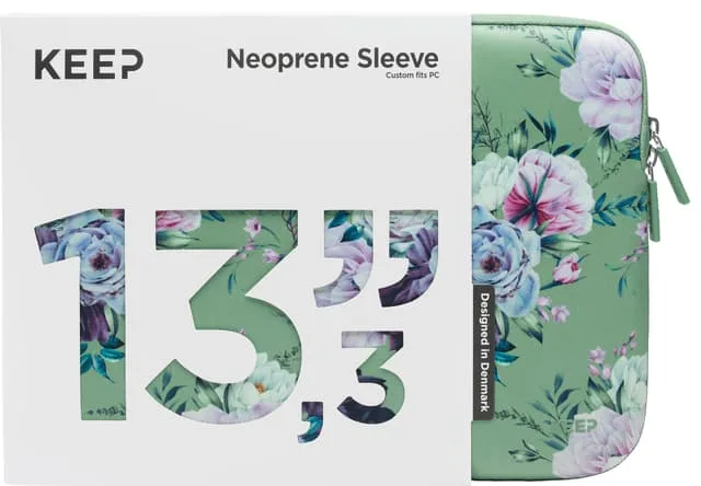 KEEP 13.3" PC neoprenfodral (Jade Summer Flower)