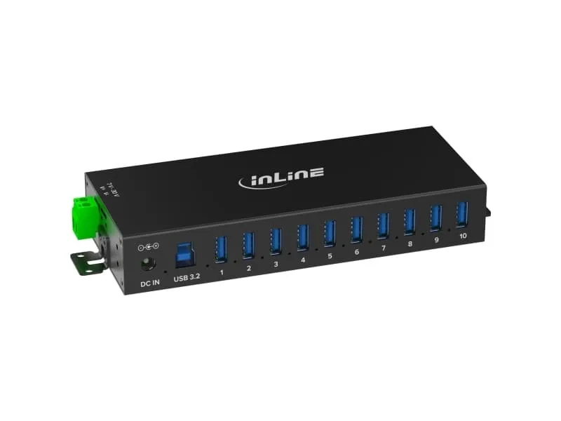 InLine 35396C, USB 3.2 Gen 1 (3.1 Gen 1) Type-B, USB 3.2 Gen 1 (3.1 Gen 1) Type-A, 5000 Mbit/s, Svart, Gjuten aluminium, ?DC