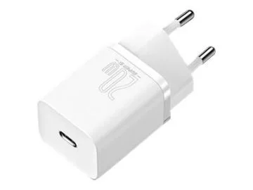 Baseus - Strömadapter - 20 Watt - 3 A - PD 3.0 (USB-C) - på kabel: Lightning - vit