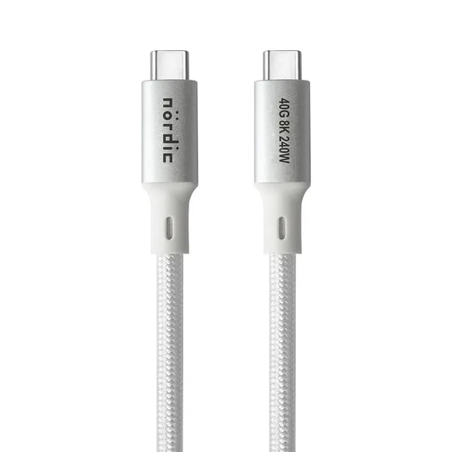NÖRDIC 50cm USB4 USB-C till C nylonflätad kabel