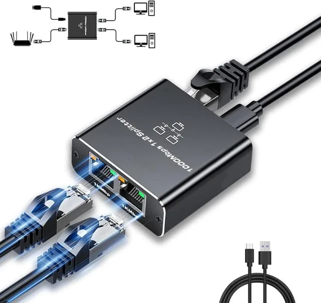 Nördic RJ45-splitter 1 till 2, gigabit Ethernet