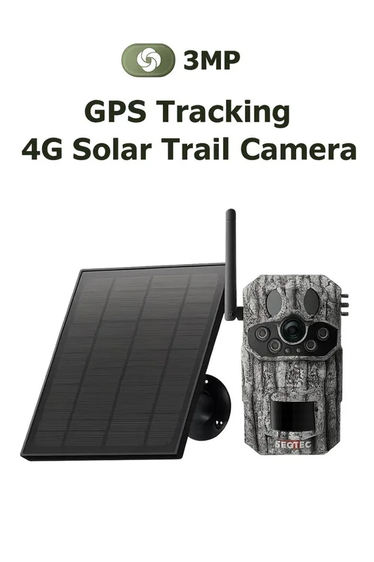 Jakt-/åtelkamera 4G GPS med solpanel – 940 nm IR, 3× PIR-sensorer, 0,1 s triggtid, IP66