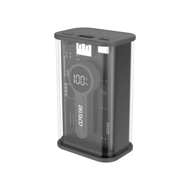 MTK Deltaco Transparent powerbank med snabbladdning 10