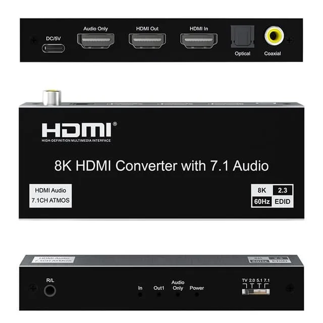 Nördic 8K60Hz HDMI 2.1-extraktor, S/PDIF och AUX
