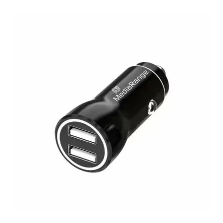 MediaRange billaddare 3100 mA, 2 x USB-A, svart