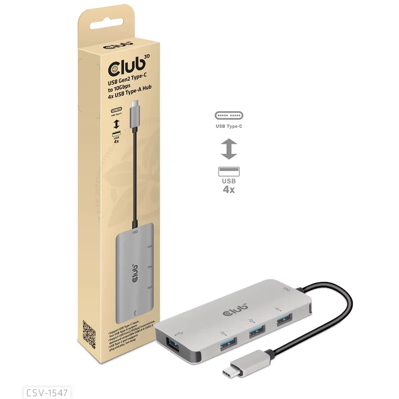 Club 3D CSV-1547 USB-C-hubb med 4 x USB-A