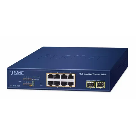 Planet 8-portars PoE+ Web Smart switch GS-2210-8P2S